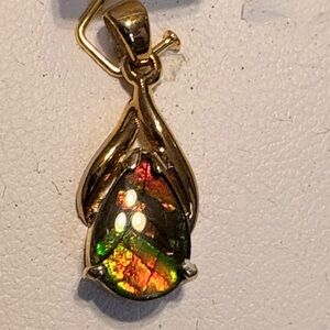 Gold and Multicolor Teardrop Pendant Necklace